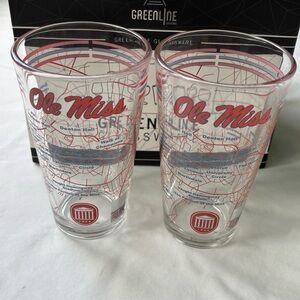 Ole Miss University of Mississippi Logo Campus Map Pint Glasses NIB